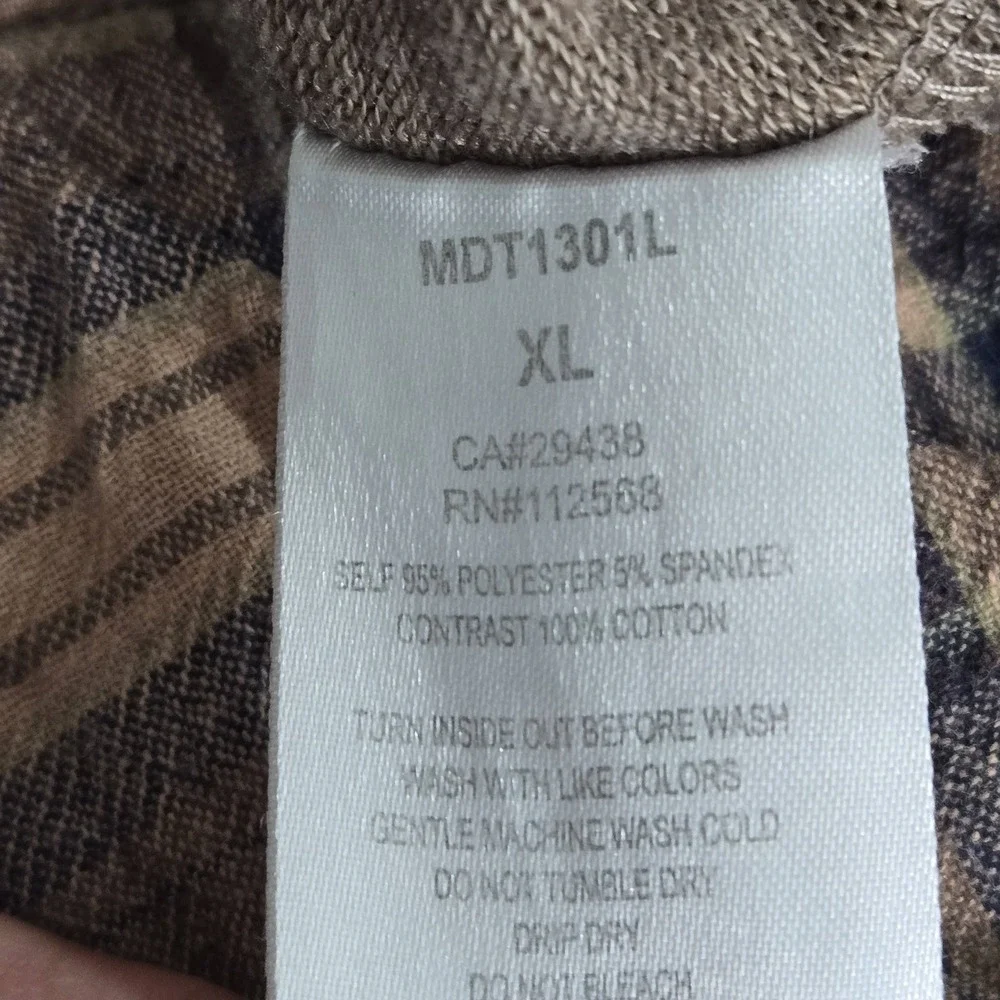 Miss Me‎ Women Sweatshirt XL Brown Plaid Floral Medallion Layered Look Grunge
